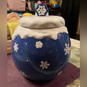 Large, Whimsical Snowflake Ceramic Cookie Jar, By C.KRO
